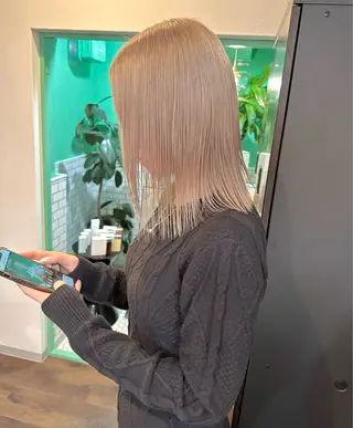 ミディアム カラー 難波/心斎橋/ボブ/ 髪質改善/ハイトーンのヘアスタイル