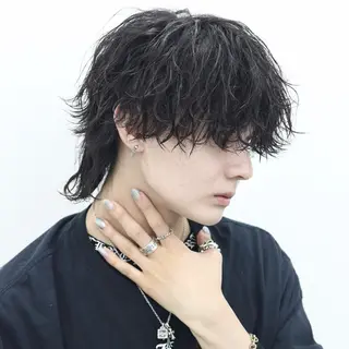 ミディアム カラー パーマ メンズ ハイトーン/メンズマ ッシュ/KYOHEIのヘアスタイル