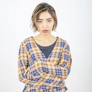 ミディアム 髪質改善ストレート、 カラー清野雄大のヘアスタイル