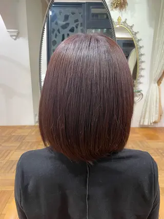 セミロング 韓国風レイヤーカラー ライムのヘアスタイル