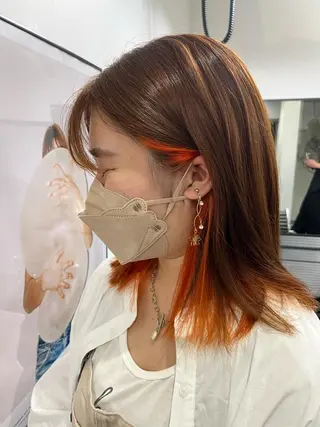 ミディアム カラー 湯川 未咲希のヘアスタイル