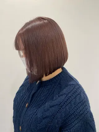 ショート カラー 小顔レイヤー/ ベージュ🤍Rieのヘアスタイル