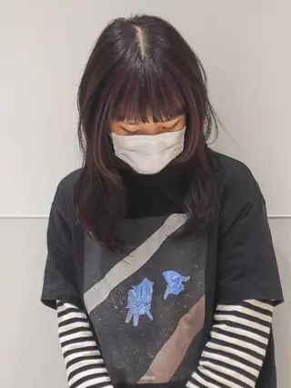 ミディアム カラー パーマ ヘアアレンジ メンズ 切りっぱなしヘアボブ ミディアムヘアRYOのヘアスタイル