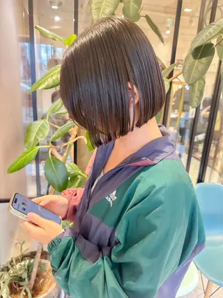 ショート 縮毛矯正/ストンボブ Wカラー💎ヒデジのヘアスタイル