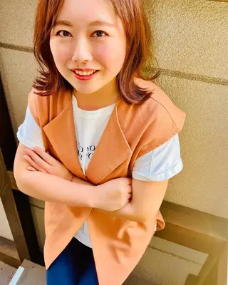 ミディアム カラー ママ美容師 ＊ヒマワリのヘアスタイル