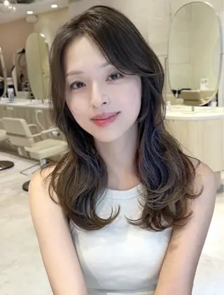 ロング カラー カット無料｜レイヤー カット｜韓国モテへアのヘアスタイル