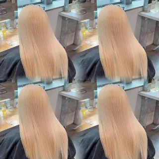 ロング カラー 透明感ベージュ/ レイヤー縮毛矯正のヘアスタイル