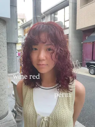 ミディアム カラー パーマ 美髪/透明感/レイヤ ーTATSUKI☘️のヘアスタイル