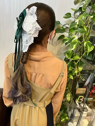 ミディアム ヘアアレンジ きむえり/髪質改善 /うねり広がり改善のヘアスタイル