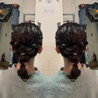 ミディアム ヘアアレンジ ハイライト/レイヤー /ハイトーン/AOIのヘアスタイル