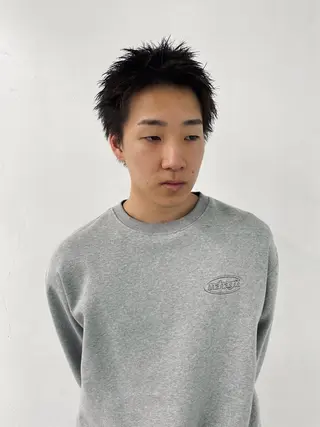 メンズ スパイキーパーマ 柏NO1 藤本葉のヘアスタイル