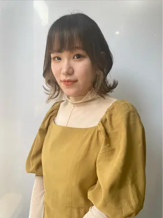 セミロング カラー ヘアアレンジ ハッシュレイヤー ༊*·˚ リナのヘアスタイル