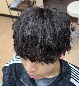 ミディアム メンズ 焼津メンズパーマ特化 大石雄生のヘアスタイル