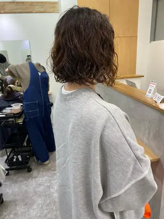ショート カラー パーマ 森貴裕/ベージュ/ パーマ/オリーブのヘアスタイル