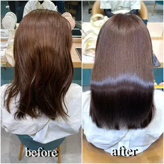ミディアム 縮毛矯正 髪質改善 韓国風レイヤー 吉田のヘアスタイル