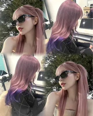 ロング カラー 韓国風ハッシュカット 似合わせレイヤー池袋のヘアスタイル