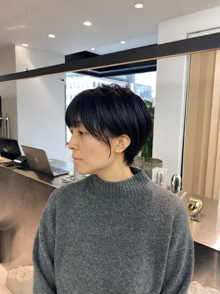 ショート カラー レイヤーボブ縮毛矯正 韓国RINAのヘアスタイル