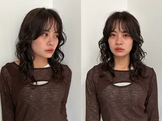 パーマ 横浜 ミディアムパーマのヘアスタイル