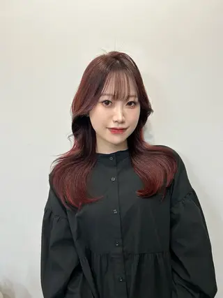 セミロング カラー 心斎橋l大人韓国ヘア レイヤー×艶カラーのヘアスタイル