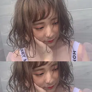 セミロング 韓国✖️網紅🖤 パーマYURIYAのヘアスタイル