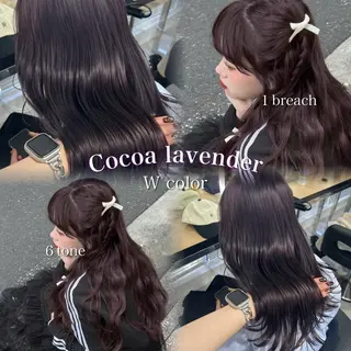 ロング カラー 暗髪🩶ラベンダー/ ブルー/ユウナ🤍のヘアスタイル