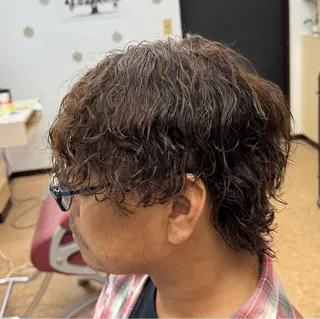 ミディアム メンズ 焼津メンズパーマ特化 大石雄生のヘアスタイル