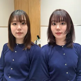 ミディアム カラー パーマ ヘアアレンジ 小野寺瑞希 /最小顔カットのヘアスタイル