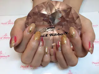 ネイル ネイルリボン 受付スタッフのネイルデザイン