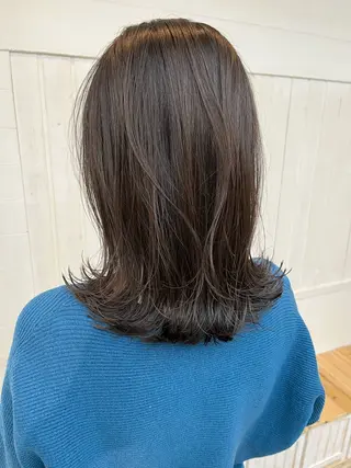 ミディアム カラー パーマ ヘアアレンジ 二ヶ月綺麗なデザイン カット/星野六三四のヘアスタイル