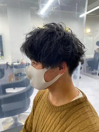 セミロング パーマ ヘアアレンジ メンズ メンズ特化 水口湧太のヘアスタイル