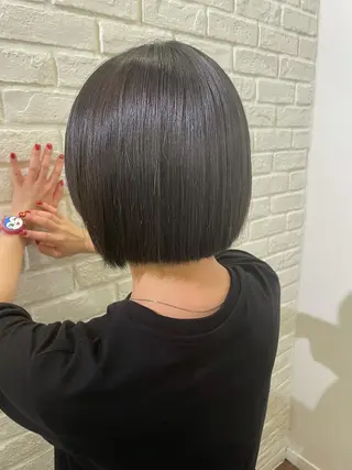 ミディアム カラー パーマ 抜け感ボブ×パーマ |kazaneのヘアスタイル
