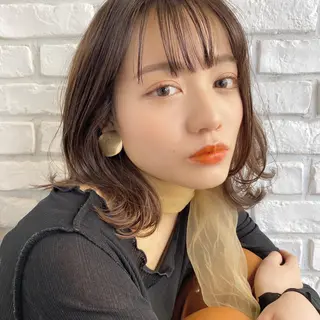 ミディアム カラー ヘアアレンジ 対馬 粘音のヘアスタイル