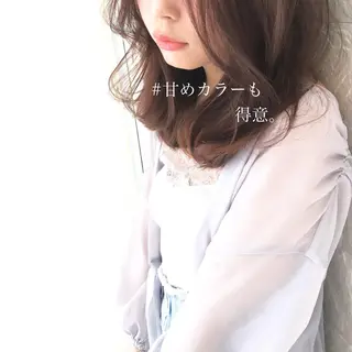 セミロング カラー ◆感動口コミ/最小顔 理論カット◆森口 峻のヘアスタイル
