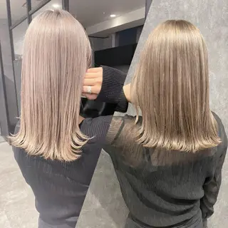 セミロング ＿WHITE鳳店 アンダーバーホワイトのヘアスタイル