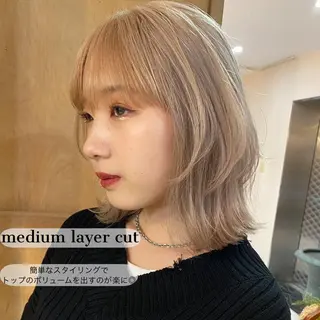 ミディアム カラー Pia ツボイ ケイタのヘアスタイル