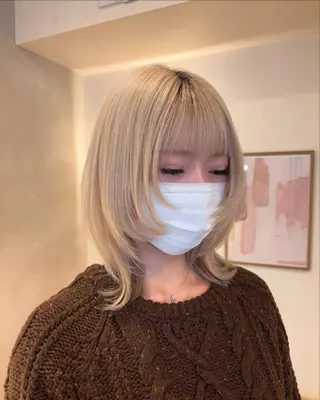 ミディアム シンバヒナノ/パーマ レイヤー/髪質改善のヘアスタイル