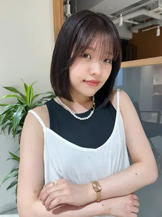 ショート カラー 似合わせボブ×地毛風 縮毛矯正❕ayanaのヘアスタイル