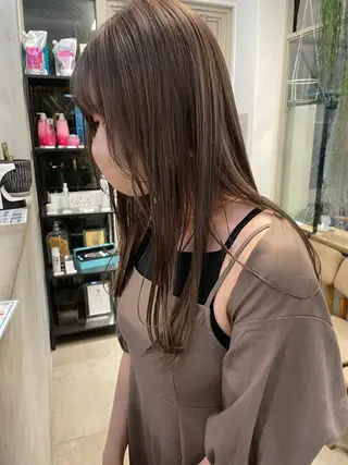 ロング カラー ヘアアレンジ 小顔レイヤー×コンパ クトボブ/林隆平のヘアスタイル