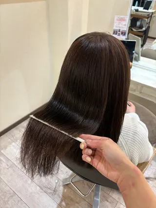 セミロング カラー 艶カラー/縮毛矯正/ レイヤー/栄/あやかのヘアスタイル