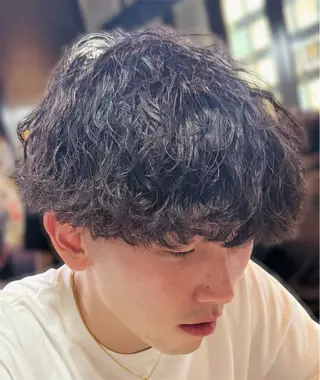 ミディアム メンズ 焼津メンズパーマ特化 大石雄生のヘアスタイル