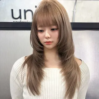 ロング カラー レイヤー髪質改善 ハッシュカット/新宿のヘアスタイル