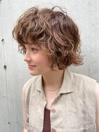 ショート パーマ 銀座No.1髪質改善 縮毛矯正/本木のヘアスタイル