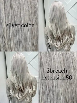 ロング カラー ハイトーンカラー シールエクステのヘアスタイル