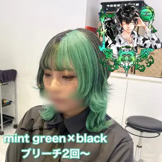 セミロング カラー ブリーチカラー 🩵MIZUKIのヘアスタイル