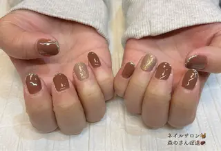 ネイル ショートネイル 森のさんぽ道のネイルデザイン