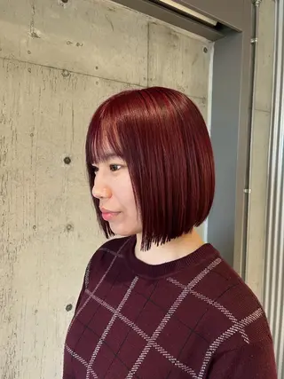 ミディアム カラー ヘアアレンジ ボブ×艶カラー 特化・リクト💥のヘアスタイル