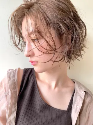 ショート パーマ ヘアアレンジ 💛似合わせカット カラー💛 amiのヘアスタイル