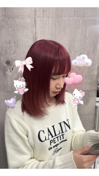 ミディアム カラー ハイトーン/ゆるふわ 🧚𖥔ׁTOMO♡のヘアスタイル