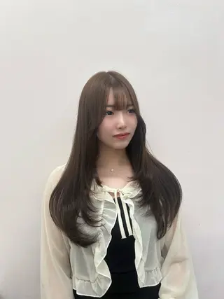 ロング カラー パーマ ヘアアレンジ メンズ キッズ ブリーチなしカラー/ ブラウン/レイヤーのヘアスタイル