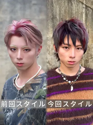 カラー ウルフ/レイヤー/ ブリーチカラーのヘアスタイル